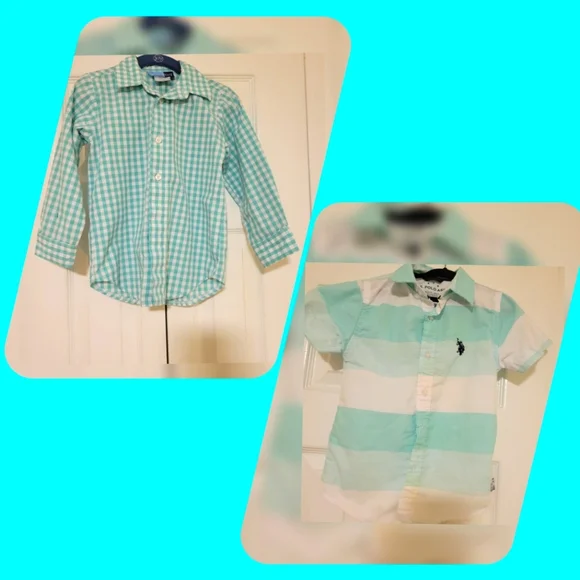 Two teal blue button-down shirts, boys size 4T - Picture 2 of 14